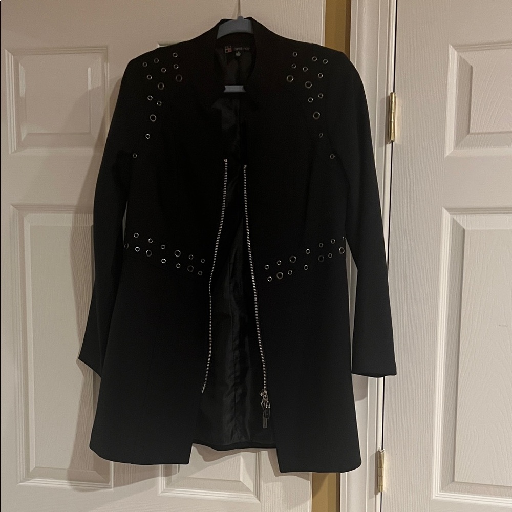 Elegant Black Women's Blazer with Stud Accents